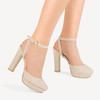 Eleganckie czółenka na platformie z odkrytą piętą Olivia beżowe