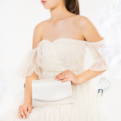Ślubna kopertówka z perełkami Serenity ivory