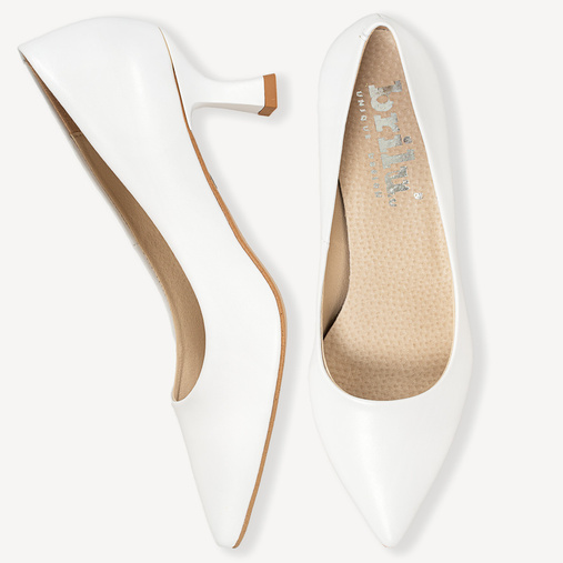 Ślubne licowe klasyczne szpilki Zoya białe