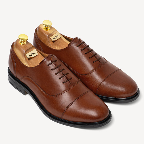 Skórzane wizytowe półbuty męskie oksfordy Artemis brązowe