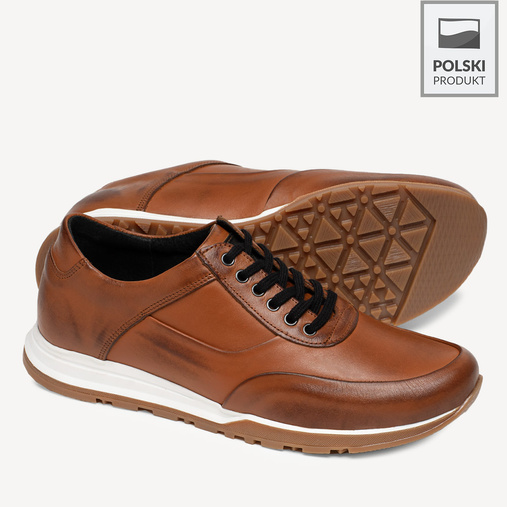 Skórzane sneakersy męskie Tommy brązowe