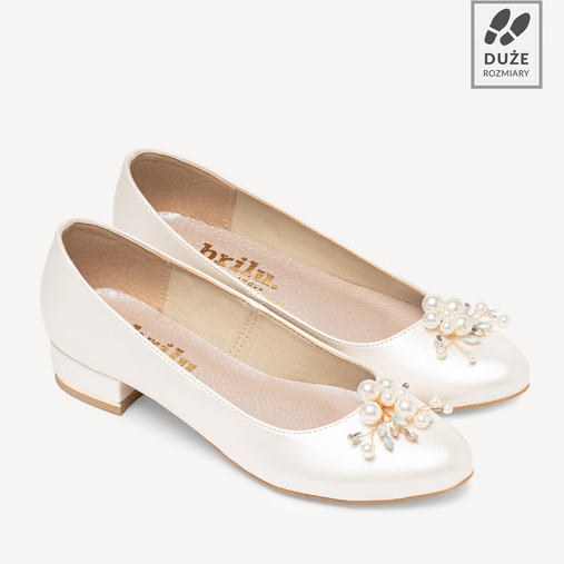 Ślubne perłowe balerinki z ozdobą z perełek Harlow ivory