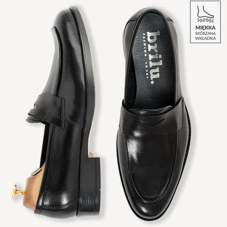 Eleganckie skórzane loafersy Darren czarne